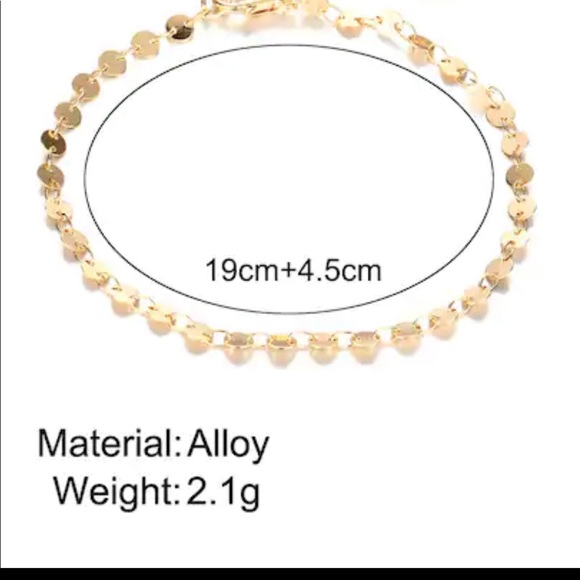 LAST ONE Gold Dainty Disc Chain Anklet - Picture 4 of 4